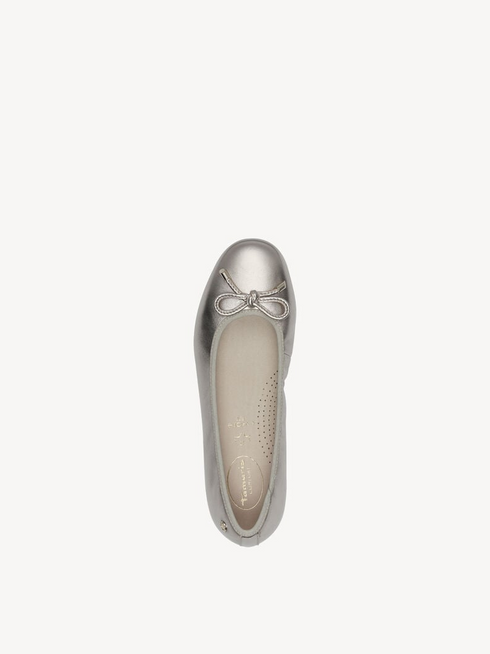 Tamaris Wide Fit Ballerina Black Leather Removable Footbed Comfort Pump 8-82102-42-909