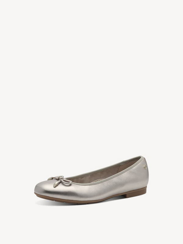 Tamaris Wide Fit Ballerina Black Leather Removable Footbed Comfort Pump 8-82102-42-909