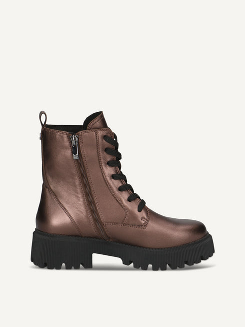 Caprice Thermo Lined Metallic Leather Lace-Up Boot 9-26229-43