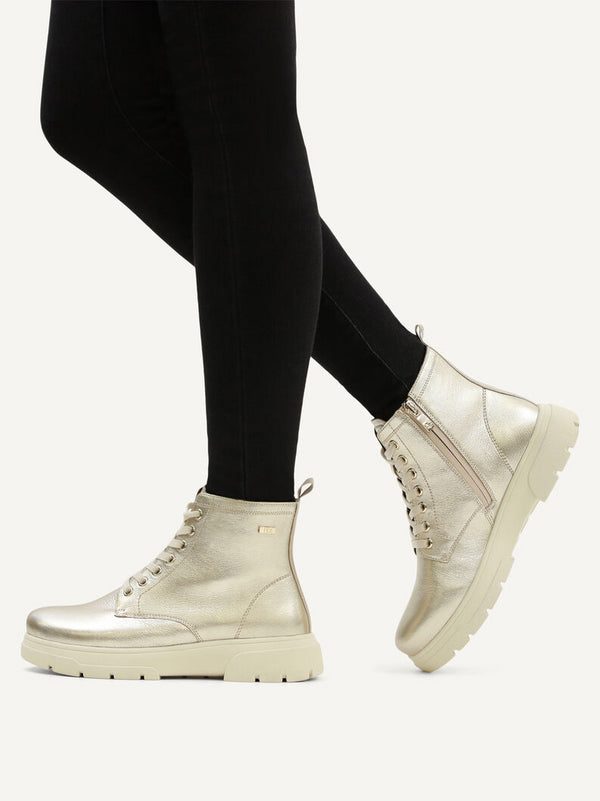 Caprice Metallic Leather Laced Boot 9-26256-45