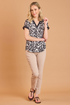 Emreco Mono Abstract Print Notch Neck Tunic - 026217EW