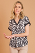 Emreco Mono Abstract Print Notch Neck Tunic - 026217EW