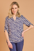 Emreco | 026245EW Navy & Stone Zig Zag Print Blouse