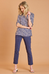 Emreco | 026245EW Navy & Stone Zig Zag Print Blouse