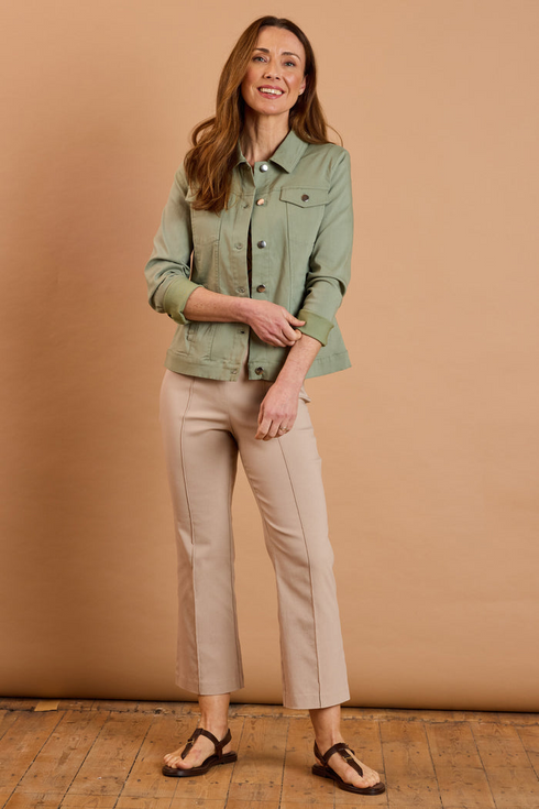 Emreco Light Khaki Bengaline Cropped Stretch Jacket - 030700EW