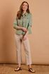 Emreco Light Khaki Bengaline Cropped Stretch Jacket - 030700EW