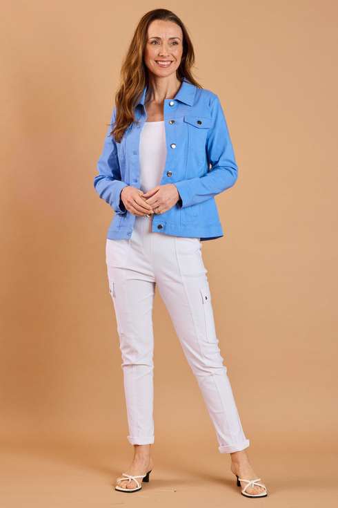 Emreco True Blue Bengaline Cropped Stretch Jacket - 030700EW