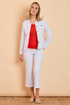 Emreco White Bengaline Cropped Stretch Jacket - 030700EW