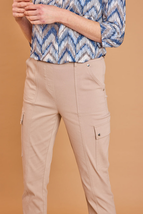 Emreco Soft Almond Combat Style Bengaline Stretch Trousers - 070900EW