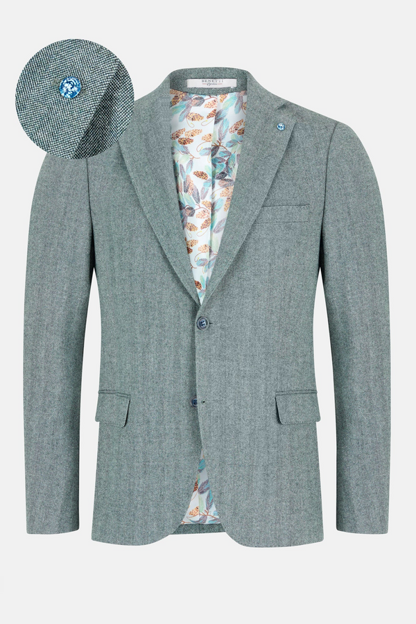 Benetti Enzo Forest Herringbone Blazer