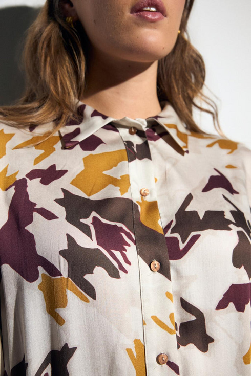 Bariloche Womens Printed Flowy Shirt ESEBLI226 - 55 Chocolate