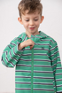 Lighthouse Boys Ethan Waterproof Hooded Jacket in Sea Green Stripe