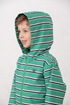 Lighthouse Boys Ethan Waterproof Hooded Jacket in Sea Green Stripe