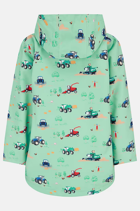 Lighthouse Boys Ethan Waterproof Hooded Jacket in Sea Green Tractor Ethan