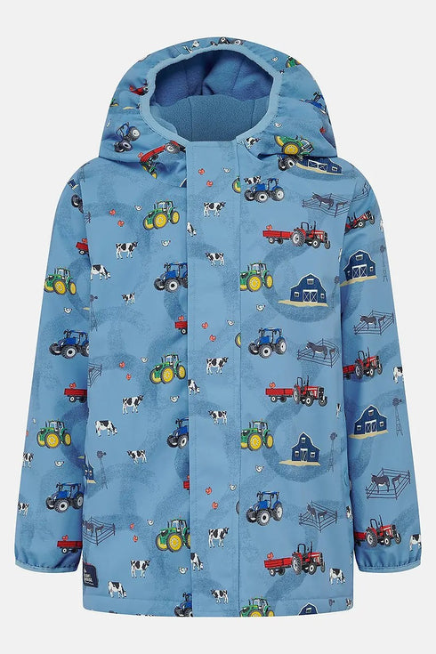 Lighthouse AW26 Blue Farm Print Waterproof Insulated Fleece-Lined Finlay Coat