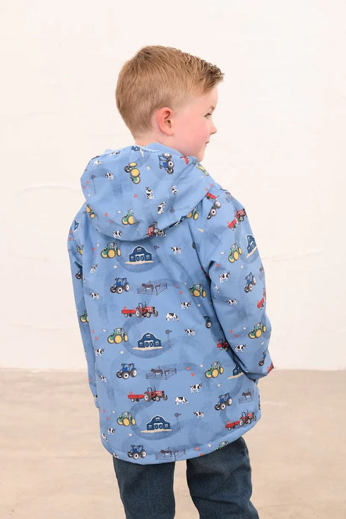 Lighthouse AW26 Blue Farm Print Waterproof Insulated Fleece-Lined Finlay Coat