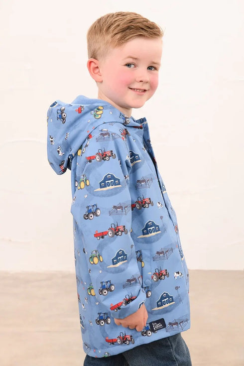 Lighthouse AW26 Blue Farm Print Waterproof Insulated Fleece-Lined Finlay Coat