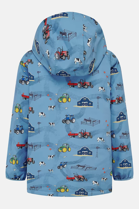 Lighthouse AW26 Blue Farm Print Waterproof Insulated Fleece-Lined Finlay Coat