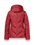 District Women's Flat White Red Pepper Mid-Length Quilted Jacket with Detachable Hood