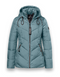 District Women's Mineral Blue Mid-Length Quilted Jacket with Detachable Hood