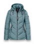 District Women's Mineral Blue Mid-Length Quilted Jacket with Detachable Hood