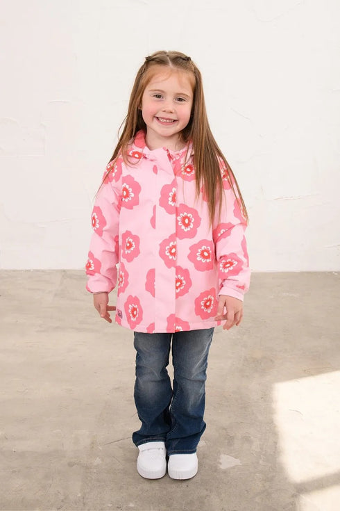 Lighthouse Kids AW26 Pink Large Flower Print Waterproof Insulated Fleece-Lined Freya Coat