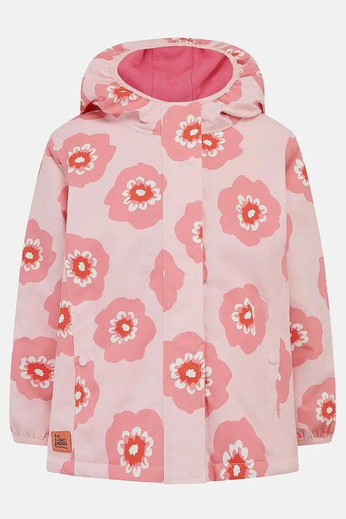 Lighthouse Kids AW26 Pink Large Flower Print Waterproof Insulated Fleece-Lined Freya Coat
