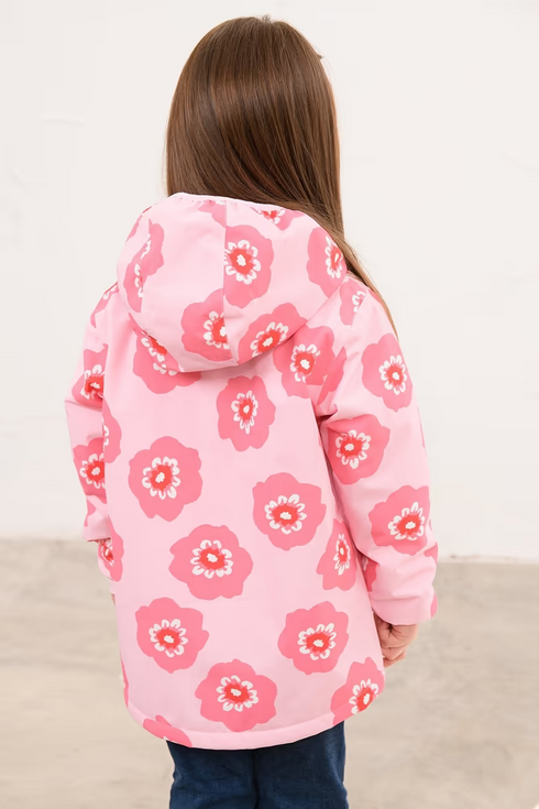 Lighthouse Kids AW26 Pink Large Flower Print Waterproof Insulated Fleece-Lined Freya Coat