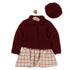 Willow & Whistle - 3 Piece Gingham Dress Set Sherpa Burgundy G10969