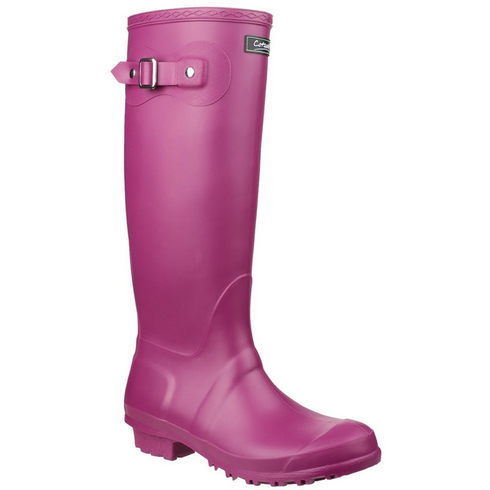Cotswold Sandringham Buckle-Up Waterproof Wellington Boots in Berry