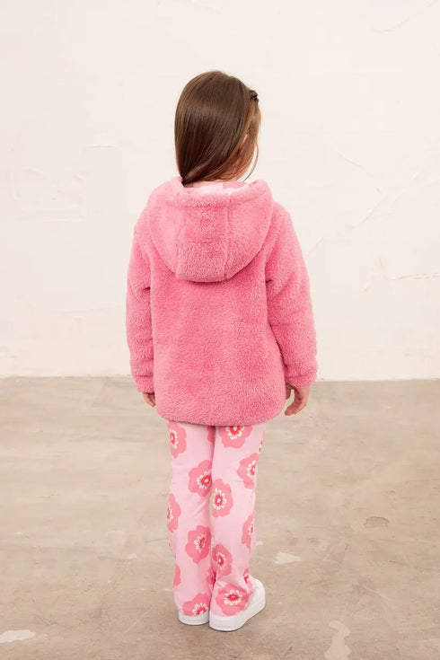 Lighthouse Kids Pink Hooded Gracie Fleece with Floral Jersey Lining