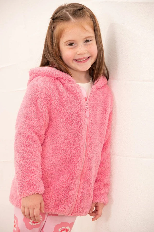 Lighthouse Kids Pink Hooded Gracie Fleece with Floral Jersey Lining