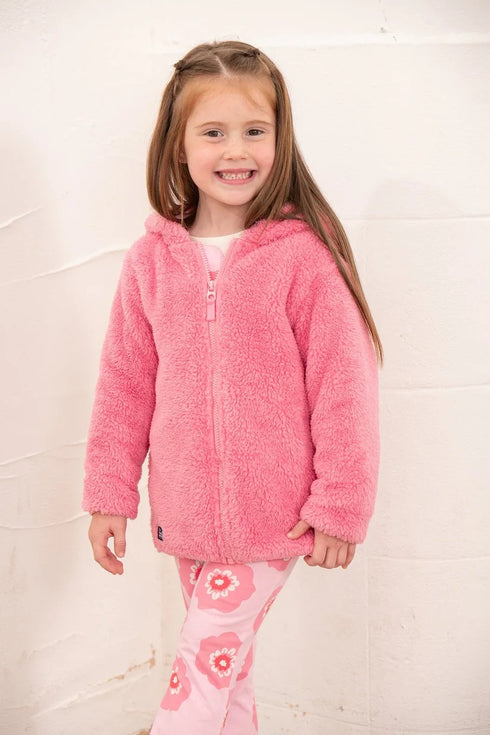 Lighthouse Kids Pink Hooded Gracie Fleece with Floral Jersey Lining