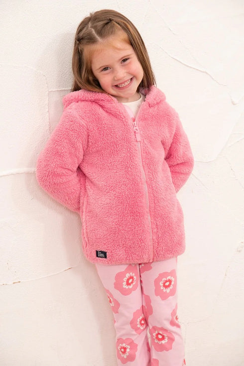 Lighthouse Kids Pink Hooded Gracie Fleece with Floral Jersey Lining