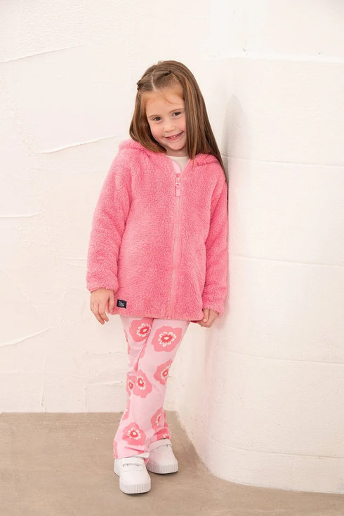 Lighthouse Kids Pink Hooded Gracie Fleece with Floral Jersey Lining