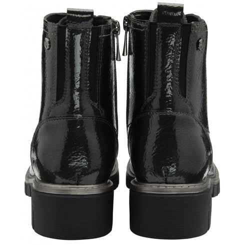 Lotus Grey Patent Jojo Ankle Boots - Chunky Lace-Up Style ULB350GP00
