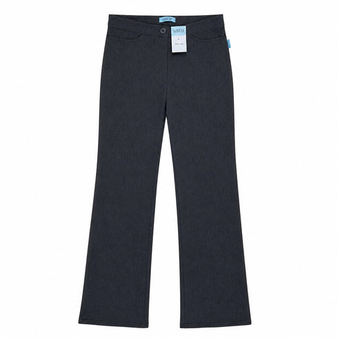 USCO Original Dark Grey Wide Leg School Trousers High Waist Bengaline No Logo Plain USCOT