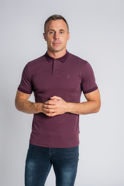 XV Kings by Tommy Bowe Guyra Ghosts Plummet Wine Short Sleeve Cotton Polo Shirt