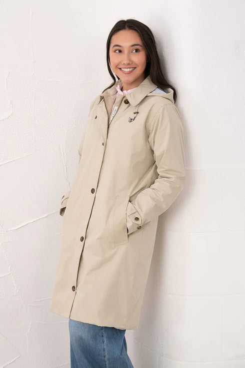 Lighthouse Hallie Clay Knee-Length Cotton-Rich Waterproof Coat