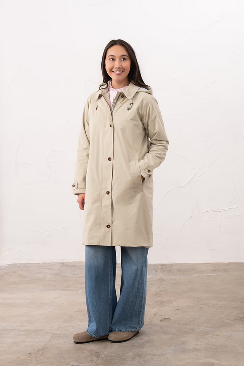 Lighthouse Hallie Clay Knee-Length Cotton-Rich Waterproof Coat