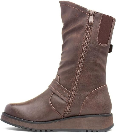 Heavenly Feet Hannah4 Wedge Zip Boot - Comfortable Mid-Calf Wedge Boot