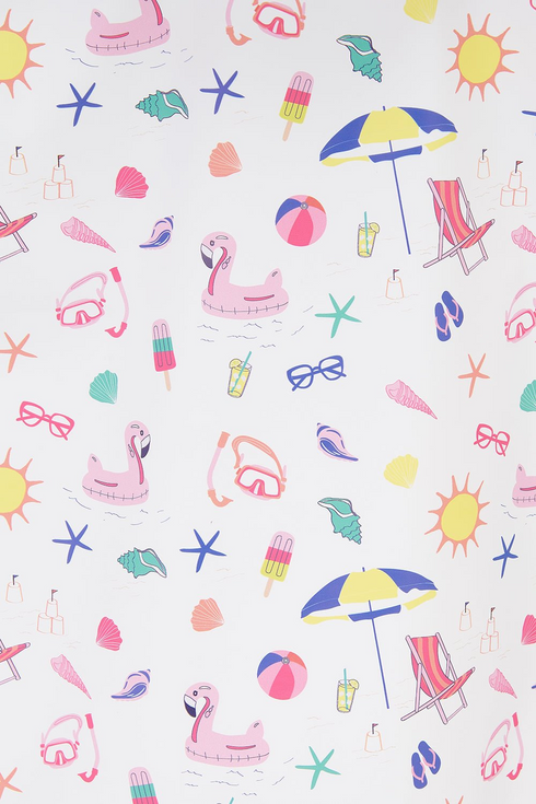 Lighthouse Girls Heidi Waterproof Rubberised Raincoat in Beach Party Theme