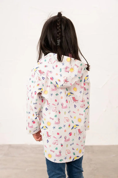 Lighthouse Girls Heidi Waterproof Rubberised Raincoat in Beach Party Theme