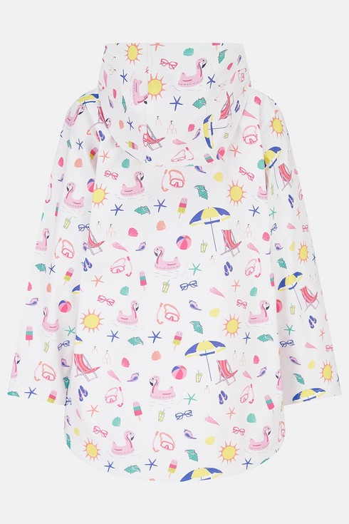 Lighthouse Girls Heidi Waterproof Rubberised Raincoat in Beach Party Theme