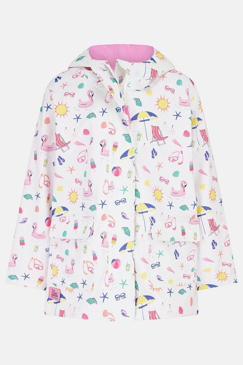 Lighthouse Girls Heidi Waterproof Rubberised Raincoat in Beach Party Theme