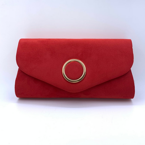 Womens Suede Elegant Clutch Bag with Circular Detail and Long Chain HF005 21847