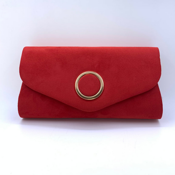 Womens Suede Elegant Clutch Bag with Circular Detail and Long Chain HF005 21847