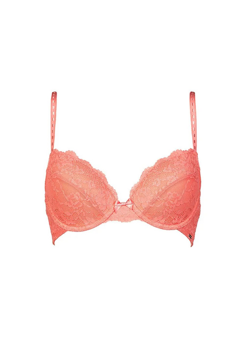 After Eden Molly Padded Recycled Lace Underwire Bra Silken Coral 10.05.7012-047