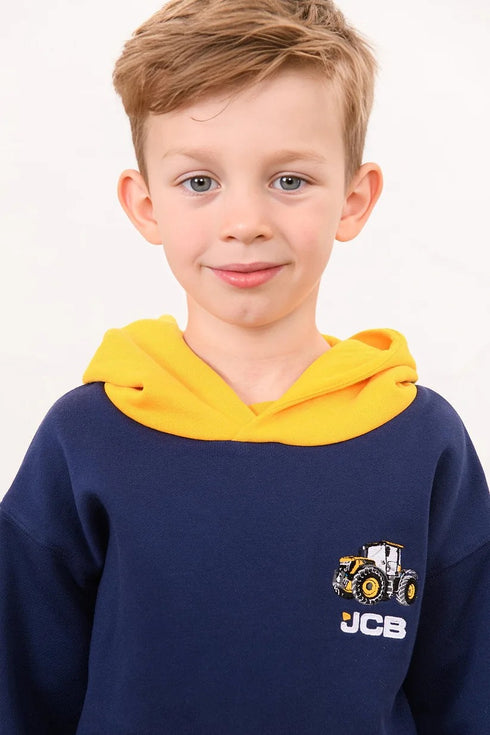 Lighthouse Kids Navy/Yellow JCB Embroidered Cotton-Rich Jasper Hoodie