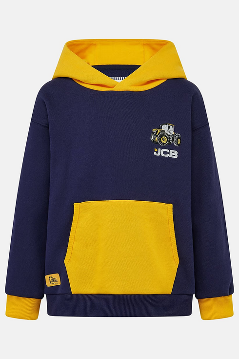 Lighthouse Kids Navy/Yellow JCB Embroidered Cotton-Rich Jasper Hoodie